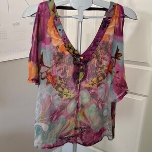 Daytrip Multicolor Sheer V-Neck Blouse